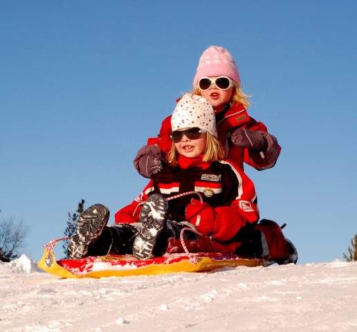 sweden-children-girls-sled-70448