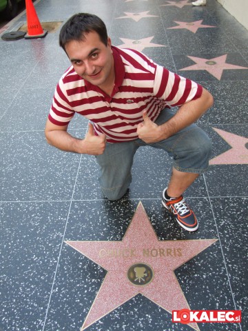 Ob zvezdi Chucka Norrisa v Hollywoodu - Los Angeles, Kalifornija. FOTO: Osebni arhiv