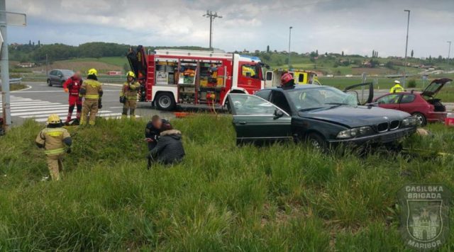 Prometna nesreča na cesti Pesnica - Lenart, Foto: Gasilska brigada Maribor